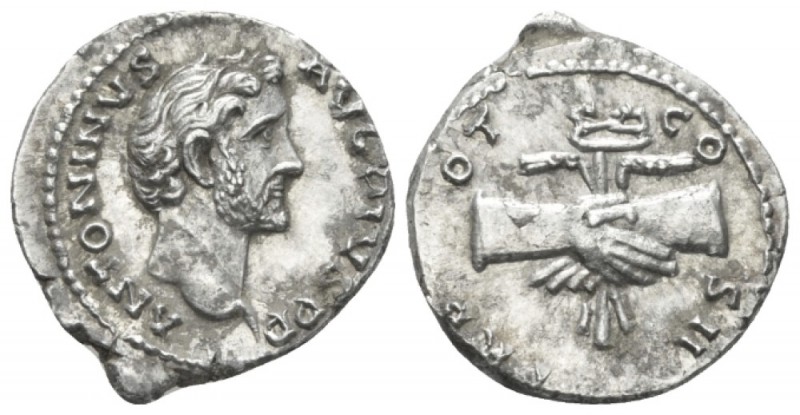 Antoninus Pius, 138-161 Denarius circa 145-161, AR 17.8mm., 3.24g. Laureate head...