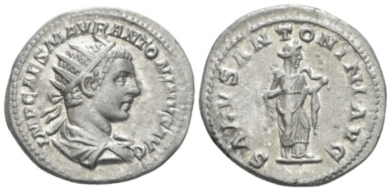 Elagabalus, 218-222 Antoninianus circa 219, AR 23mm., 5.14g. Radiate, draped, an...