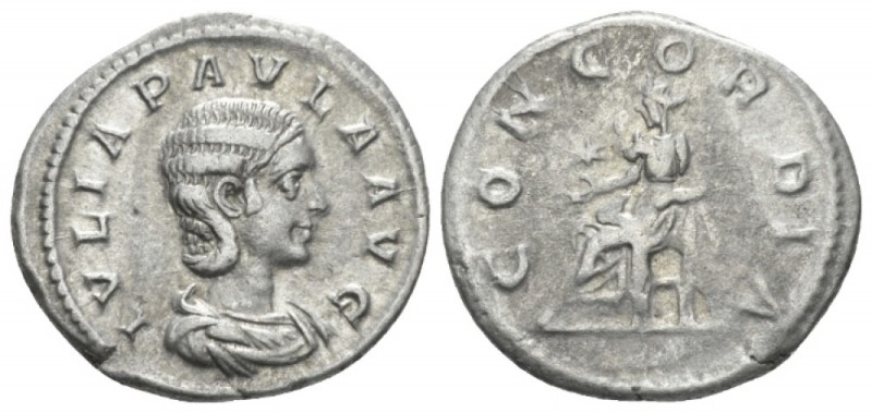 Julia Paula, wife of Elagabalus Denarius Antioch circa 219-220, AR 19.9mm., 2.97...