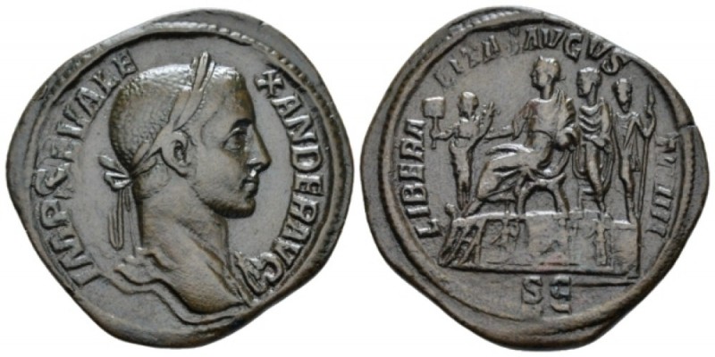 Severus Alexander, 222-235 Sestertius circa 222-231, Æ 32.6mm., 23.64g. Laureate...