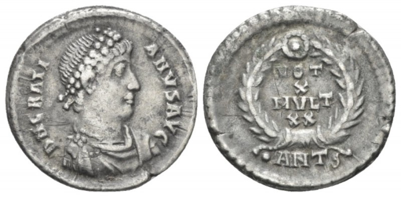 Gratian, 367-383 Reduced siliqua Antiochia circa 367-375, AR 18mm., 2.01g. Pearl...