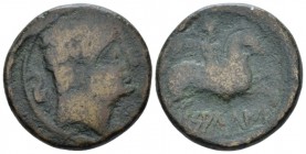 Hispania, Saltuie Unit II-I cent., Æ 25.3mm., 11.36g. Male head r. Rev. Horsman holding palm-branch; below Iberian legend. CNH 2 MH 1184.

Rare. Bro...