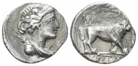 Gallia, Massalia Drachm circa 150-130, AR 16mm., 2.44g. Draped bust of Artemis r., wearing stephane, bow and quiver over shoulder. Rev. Lion standing ...