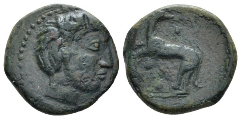 Sicily, Eryx Hexas circa 400-390, Æ 15.8mm., 2.80g. Male head r. Rev. Hound stan...