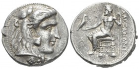 Kingdom of Macedon, Alexander III, 336 – 323 Aradus Tetradrachm circa 330-320, AR 25mm., 17.12g. Head of Heracles r., wearing lion-skin headdress r. R...