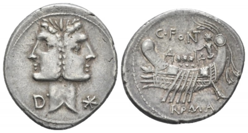 C. Fonteius. Denarius 114 or 113, AR 20mm., 3.94g. , AR 20 mm, 3.94 g. Laureate ...