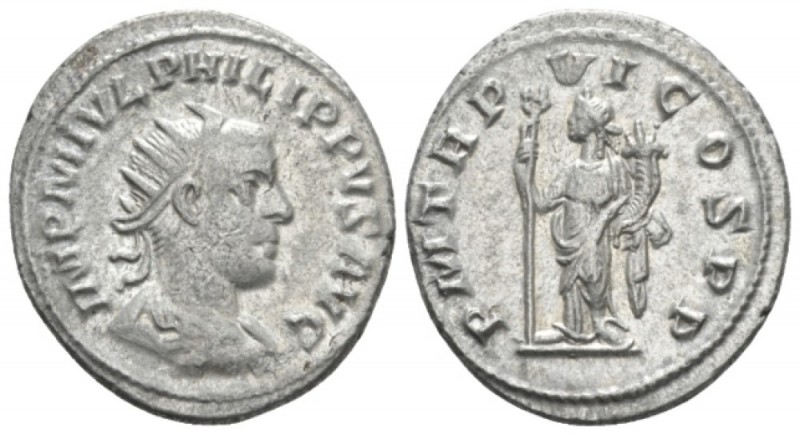 Philip II Caesar, 244-247. Antoninianus Antiochia crica 249, AR 21mm., 4.45g. Ra...