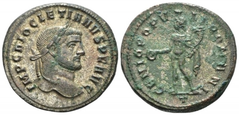 Diocletian, 284-305 Follis Ticinum circa 294-295, billon 30mm., 9.61g. Laureate ...