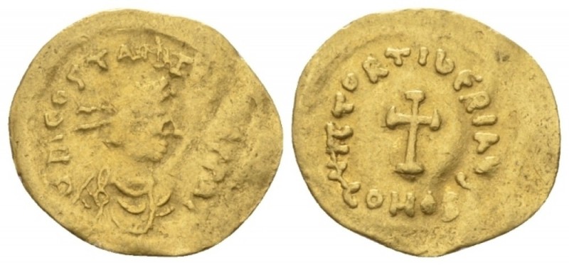 Tiberius II Constantine, 26 September 578 – 14 August 582. Tremissis circa 578-5...