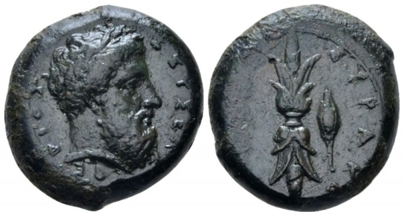 Sicily, Syracuse Hemilitra (?) circa 357-354, Æ 25.00 mm., 16.92 g.
Laureate he...