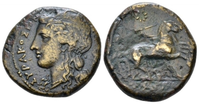 Sicily, Syracuse Bronze circa 289-287, Æ 24.00 mm., 10.12 g.
Wreathed head of K...
