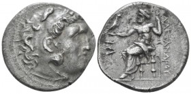 Kingdom of Macedon, Alexander III, 336-323. Tetradrachm circa, AR 28.00 mm., 16.57 g.
Head of Heracles r., wearing lion skin headdress. Rev. Zeus sea...