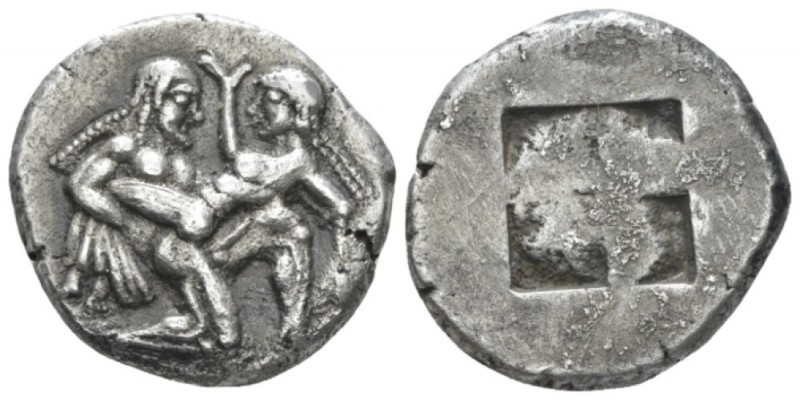 Island of Thrace, Thasos Stater circa 525-463, AR 23.00 mm., 9.69 g.
Naked ithy...