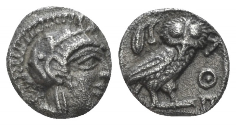 Attica, Athens Obol circa 449-420, AR 8.00 mm., 0.69 g.
Head of Athena r., wear...