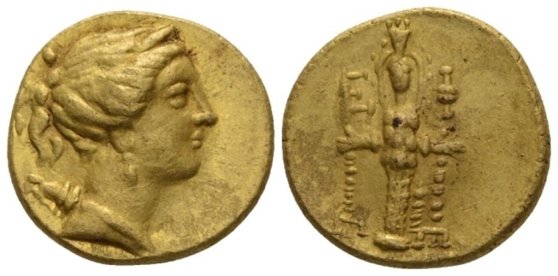 Ionia, Ephesus Stater circa 155-140, AV 18.50 mm., 8.44 g.
 Draped bust of Arte...