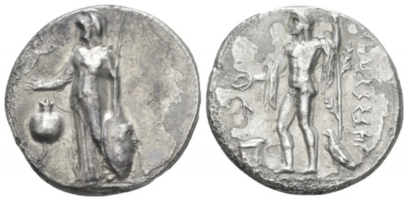 Pamphilia, Side Stater III cent., AR 21.00 mm., 10.24 g.
Athena standing l., ho...