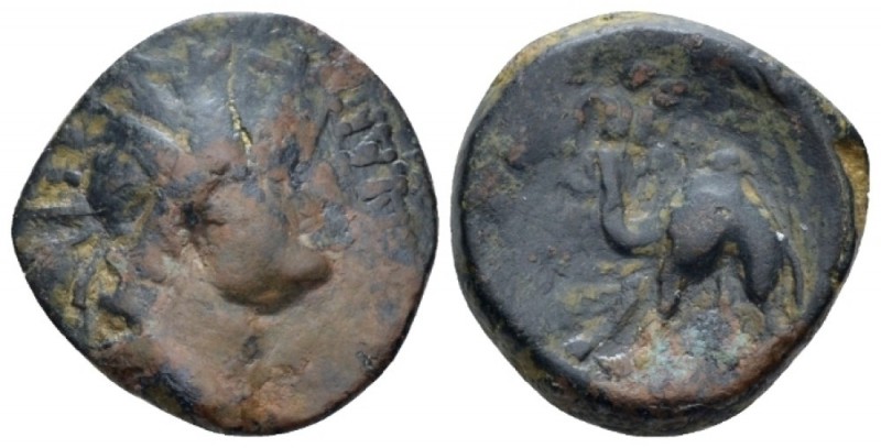 Palmyrene, Bronze I cent BC, Æ 18.80 mm., 4.68 g.
Radiate head of Helios-Shamas...