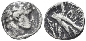 Phoenicia, Tyre Half Shekel circa 44-45, AR 18.00 mm., 6.53 g.
Laureate bust of Melkart r. Rev. Eagle standing l. on prow, palm on right wing; club t...