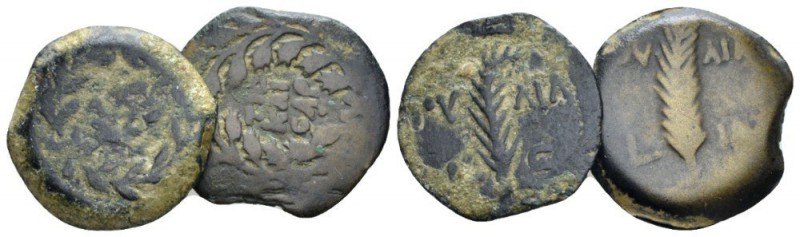 Judaea, Valerius Gratus, 15-26. Jerusalem Lot of 2 Prutah circa 17-18, Æ 16.00 m...