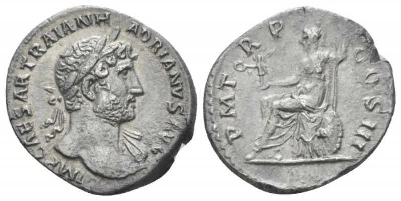 Hadrian, 117-138 Denarius circa 119-123, AR 17.90 mm., 3.09 g.
Laureate bust r....