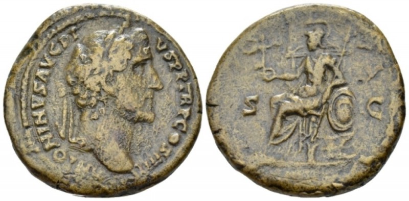 Antoninus Pius, 138-161 Sestertius circa 145-161, Æ 32.80 mm., 25.34 g.
Laureat...