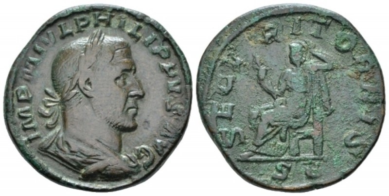 Philip I, 244-249 Sestertius circa 245, Æ 29.70 mm., 18.13 g.
Laureate, draped ...