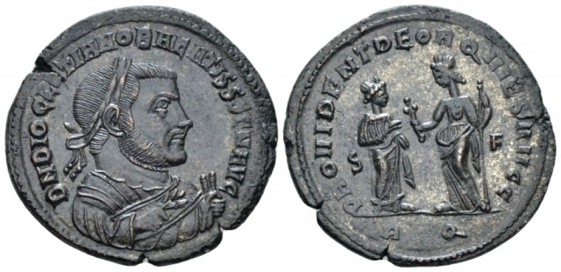 Diocletian, 284-305 Follis circa 305, Æ 29.10 mm., 9.02 g.
Laureate bust r., we...