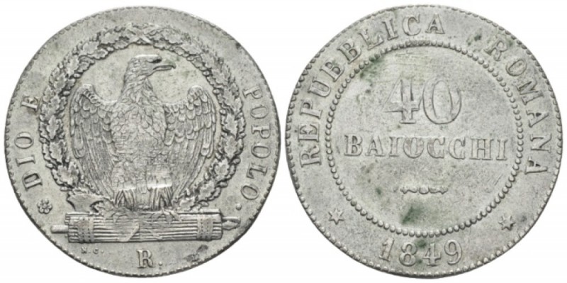 Roma, Repubblica Romana, 1849. 40 Baiocchi 1849, billon 35.50 mm., 22.20 g.
KM-...