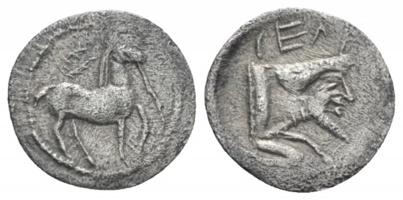 Sicily, Gela Tetras circa 420-405, Æ 18.00 mm., 3.19 g.
Bull standing r.; in ex...