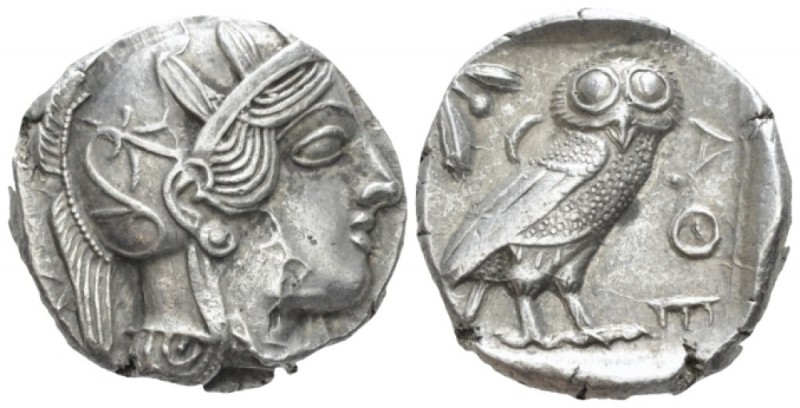 Attica, Athens Tetradrachm after 449, AR 22.70 mm., 17.13 g.
Head of Athena r.,...