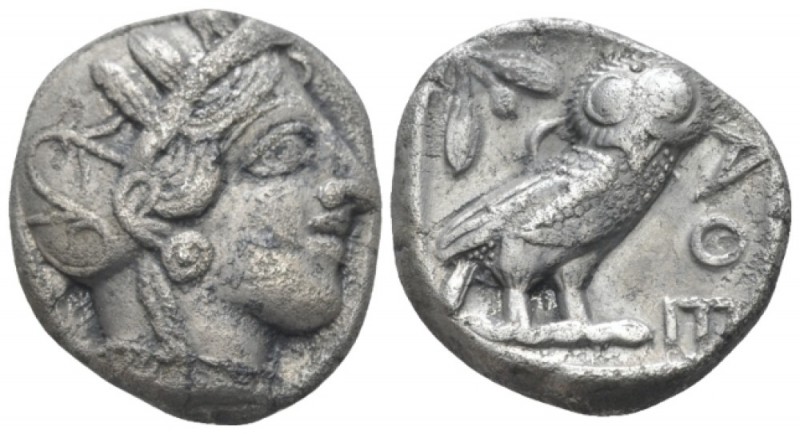 Attica, Athens Tetradrachm circa 405 BC, AR 24.10 mm., 16.59 g.
Head of Athena,...