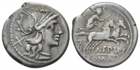 A. Spurius or A. Spurilius. Denarius circa 139, AR 18.60 mm., 3.84 g.
Helmeted head of Roma r.; behind, X. Rev. Luna in fast biga r.; below, A·SPVRI ...