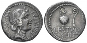 C. Cassius and Lentulus Spinther. Denarius mint moving with Brutus and Cassius 43-42, AR 18.90 mm., 3.71 g.
C·CASSI·IMP – LEIBERTAS Diademed head of ...