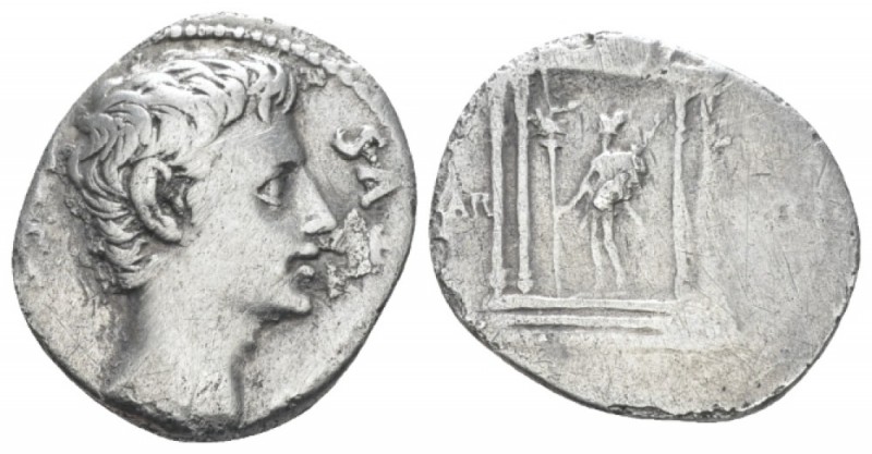 Augustus, 27 BC-14 AD Denarius Colonia Patricia (?) circa 19 BC, AR 19.00 mm., 3...