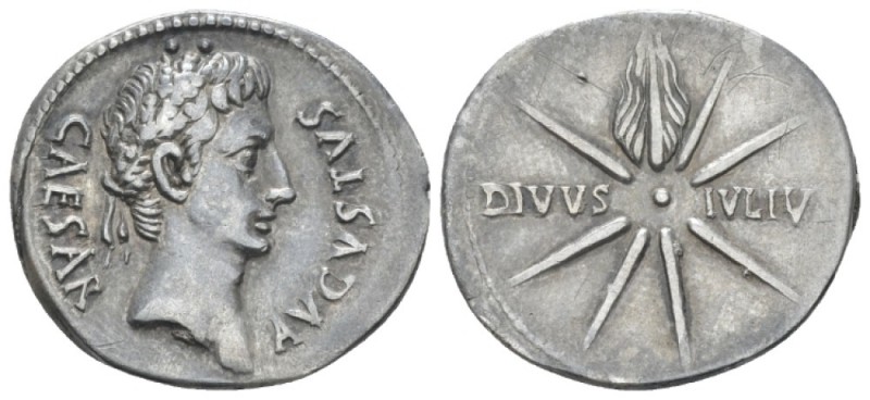 Augustus, 27 BC-14 AD Denarius Caesaraugusta (?) circa 19–18 BC, AR 20.00 mm., 3...