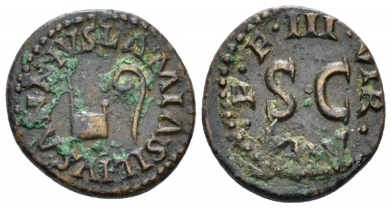 Octavian as Augustus, 27 BC – 14 AD Quadrans circa 9 BC, Æ 17.00 mm., 3.17 g.
L...