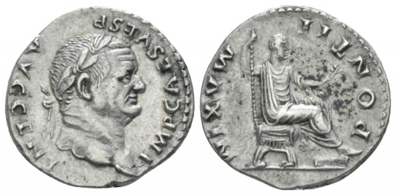 Vespasian, 69-79 Denarius Rome 73, AR 18.30 mm., 3.53 g.
Laureate head r. Rev. ...