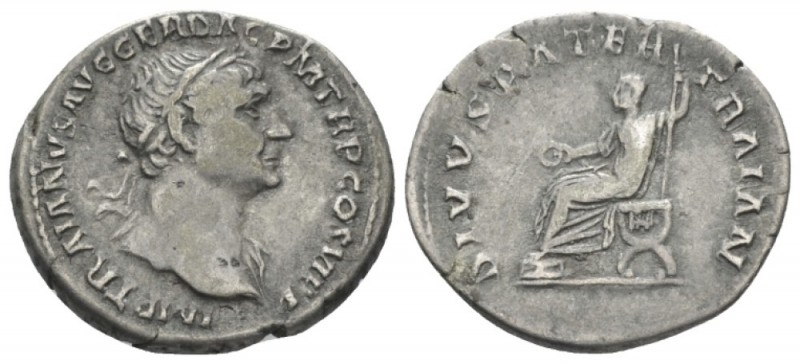 Trajan, 98-117 Denarius Rome 112-113, AR 20.00 mm., 3.18 g.
Laureate head r., w...