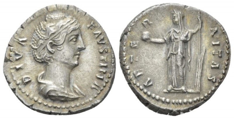 Faustina Senior, wife of Antoninus Pius Denarius Rome After 141, AR 18.00 mm., 3...