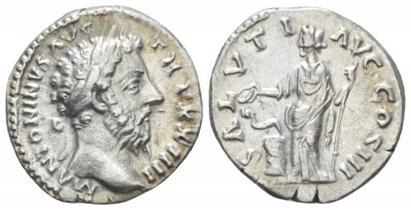 Marcus Aurelius, 161-180 Denarius Rome 169-170, AR 18.00 mm., 3.24 g.
Laureate ...