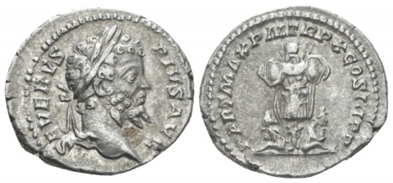 Septimius Severus, 193-211 Denarius circa 202, AR 19.60 mm., 3.20 g.
SEVERVS PI...