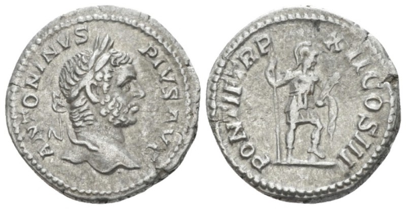 Caracalla, 198-217 Denarius circa 209, AR 19.00 mm., 3.04 g.
Laureate head r. R...