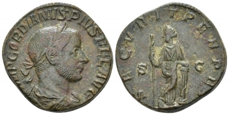 Gordian III, 238-244 Sestertius circa 243-244, Æ 28.40 mm., 18.53 g.
Laureate, ...