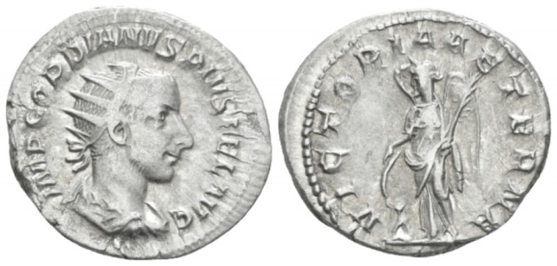 Gordian III, 238-244 Antoninianus Rome 244, AR 21.00 mm., 4.50 g.
Radiate, drap...