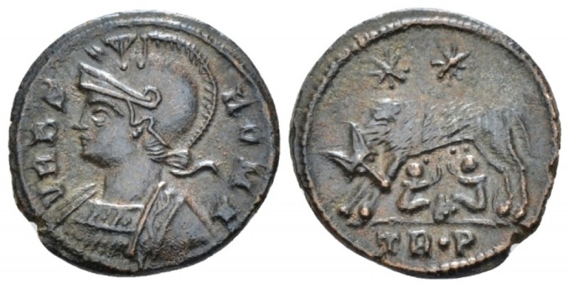 Constantine I, 307-337 Follis Trier 330-334, Æ 17.00 mm., 2.42 g.
Helmeted bust...