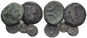 Bruttium, Croton Large lot of 5 coins circa 460-440, AR 20.00 mm., 12.05 g.
 Large lot of 3 silver fractions and 2 bronzes 
 From the E.E. Clain-Ste...