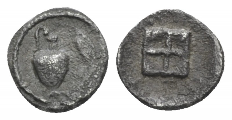Macedonia, Terone Hemiobol, Chalkidian League. Late V cent. BC, AR 7.00 mm., 0.2...