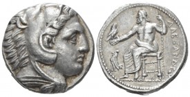 Kingdom of Macedon, Alexander III, 336-323. Amphipolis Tetradrachm 336-323, AR 26.00 mm., 17.19 g.
Head of young Heracles right, wearing lion's skin....