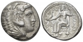 Kingdom of Macedon, Alexander III, 336-323. Amphipolis Tetradrachm circa 323-320, 26.00 mm., 16.57 g.
Head of Heracles r., wearing lion skin headdres...