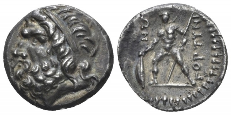 Crete, Gortyna Drachm circa 98-94, 17.00 mm., 3.17 g.
Diademed head of Zeus lef...